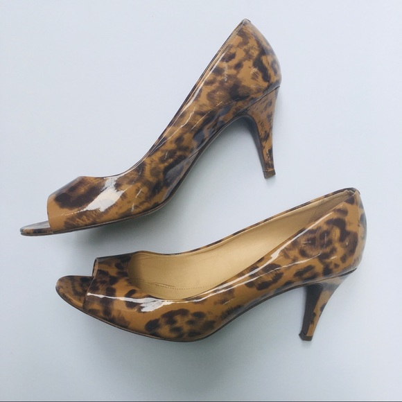 J. Crew patent leather leopard peep-toe heels - Picture 8 of 9